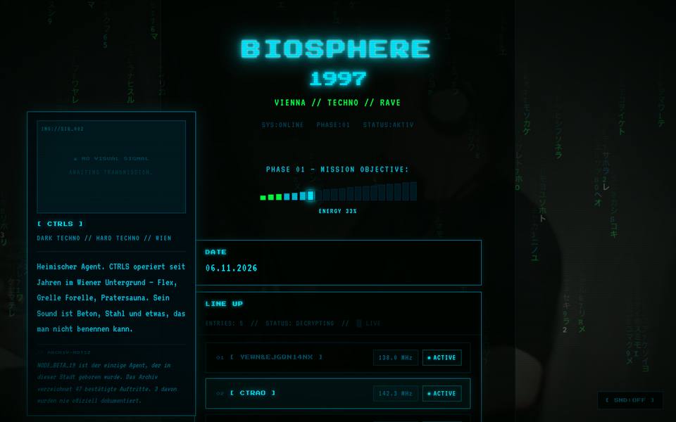 Biosphere 1997 – Techno-Event-Website