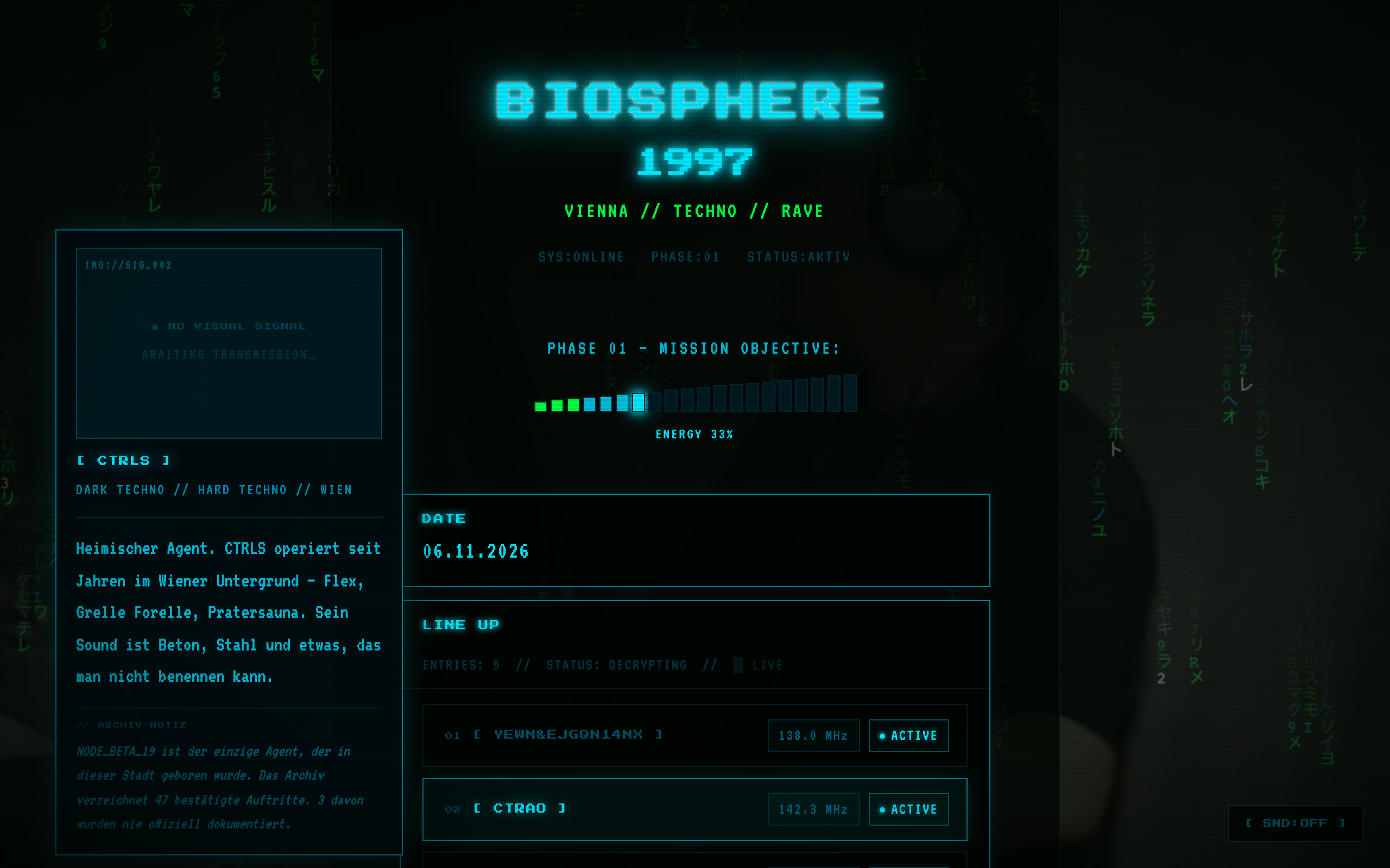 Biosphere 1997 – Techno-Event-Website